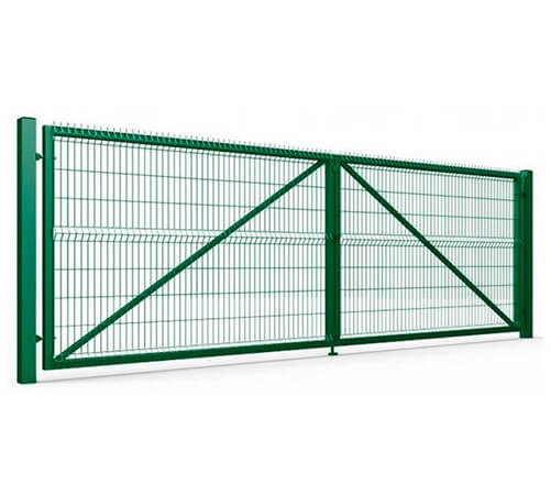 Ворота распашные 2000*3000 мм (с навесами) d5 RAL 6005 Зеленый мох